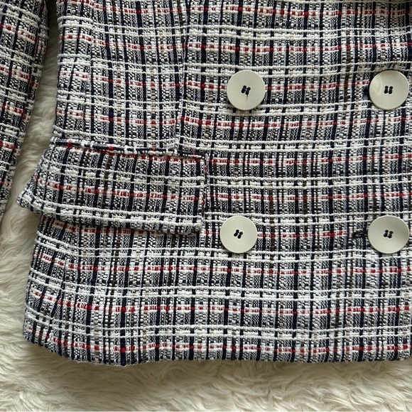 Zara Jacket Double Breasted Blazer Tweed Textured Long Sleeve Multicolor S - Picture 6 of 13